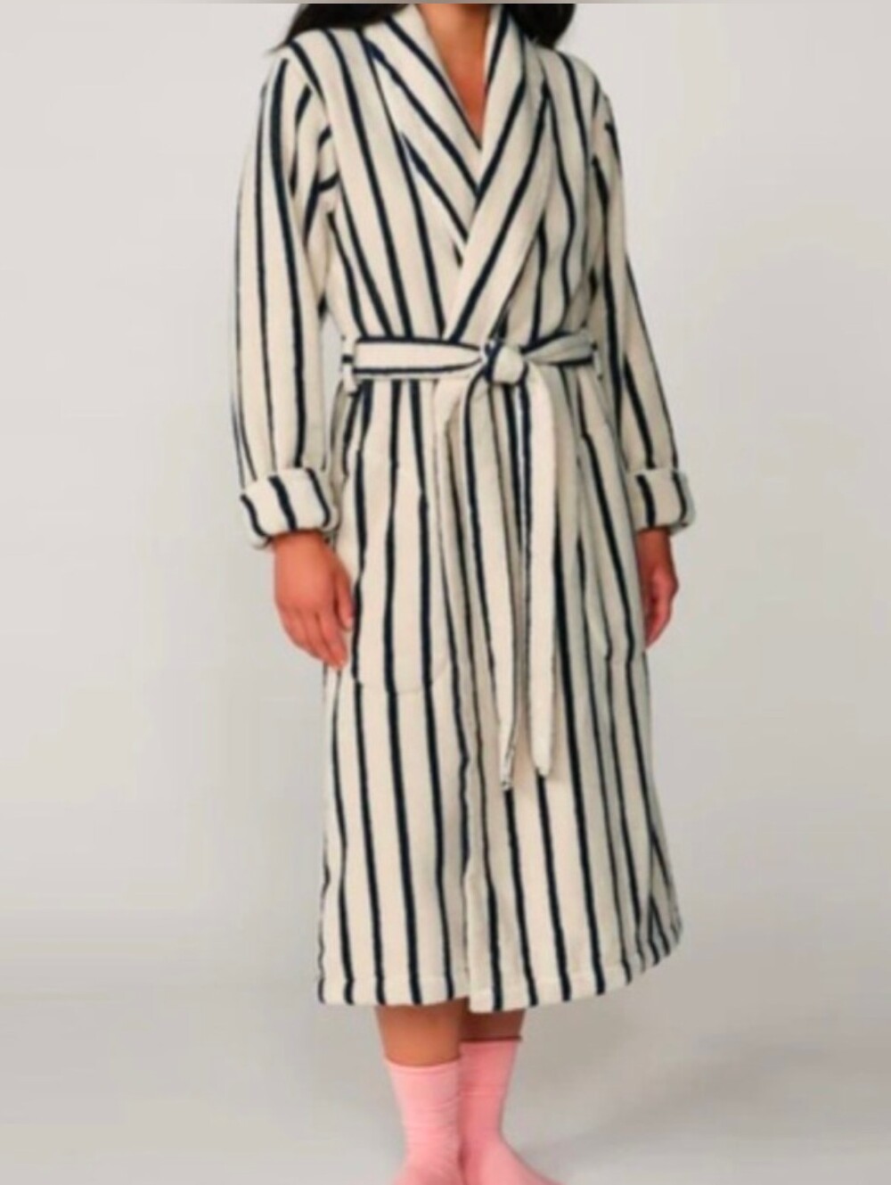 Brooklinen Super-Plush Robe Striped Abyss XS